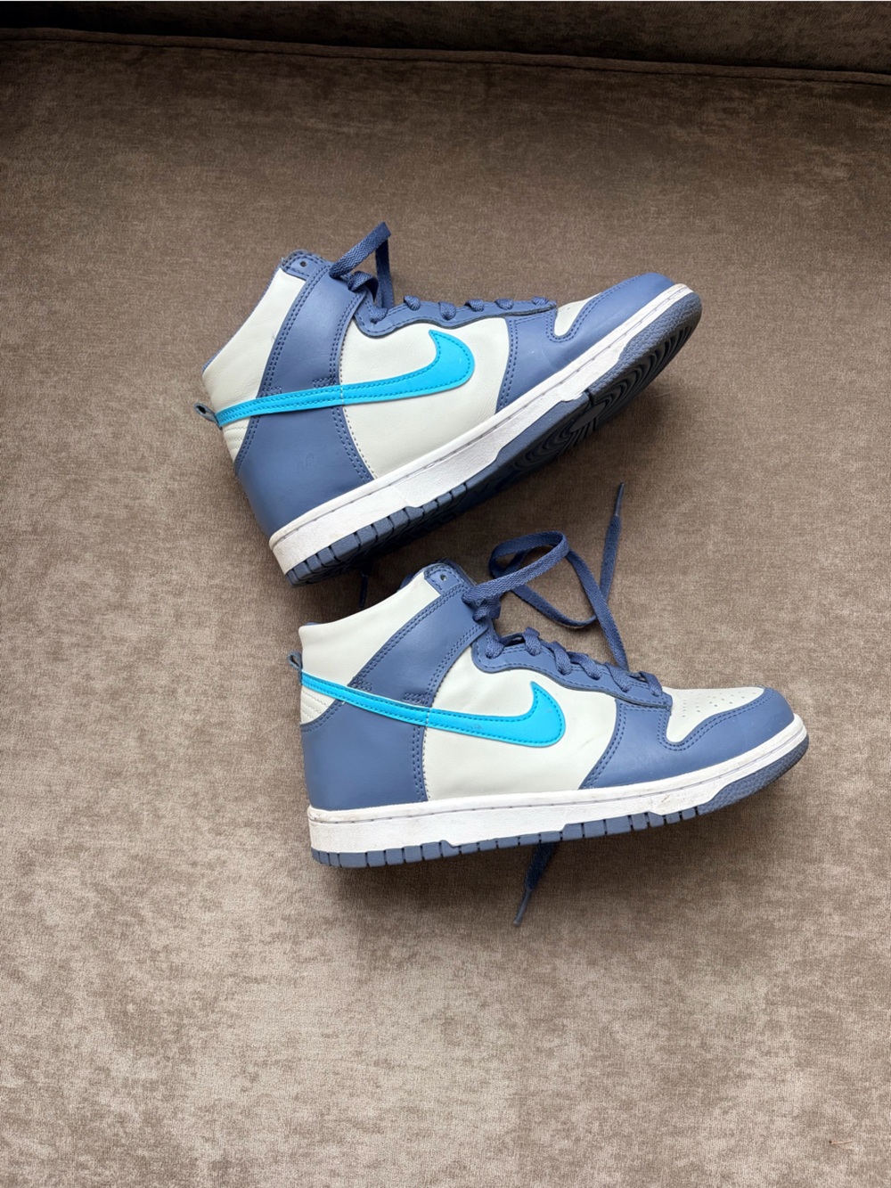 Nike Dunks High-Top Sneakers in Blue and White